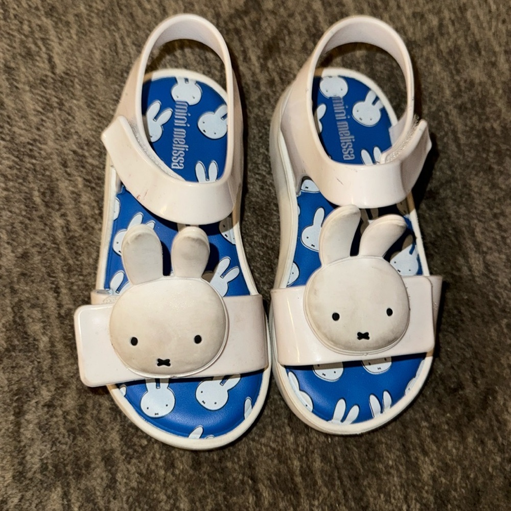 Mini Melissa X Miffy Jump Sandals Vegan White Size 10 Girls Kids Children’s